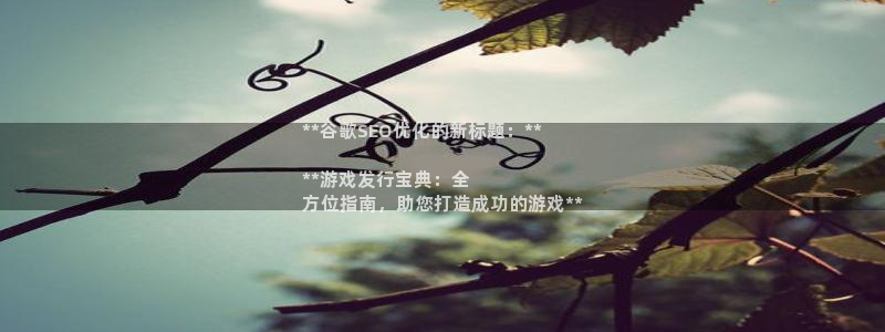 天辰平台用户登录不上：**谷歌SEO优化的新标题：**

**游戏发行宝典：全
方位指南，助您打造成功的游戏**